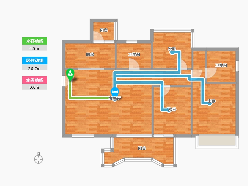 四川省-成都市-富豪公馆F4户型110m²-92.93-户型库-动静线