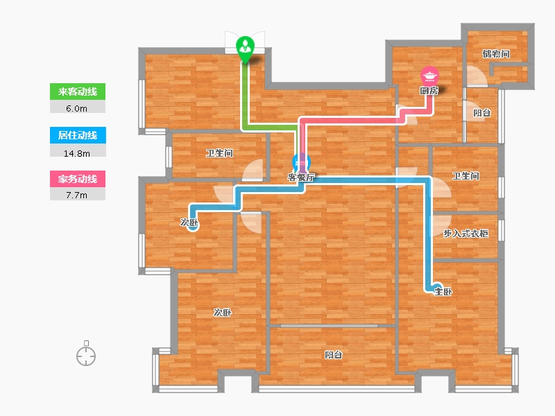 四川省-成都市-富豪公馆B5-1户型169m²-147.58-户型库-动静线