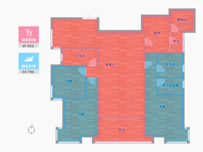 四川省-成都市-富豪公馆B5-1户型169m²-147.58-户型库-动静分区