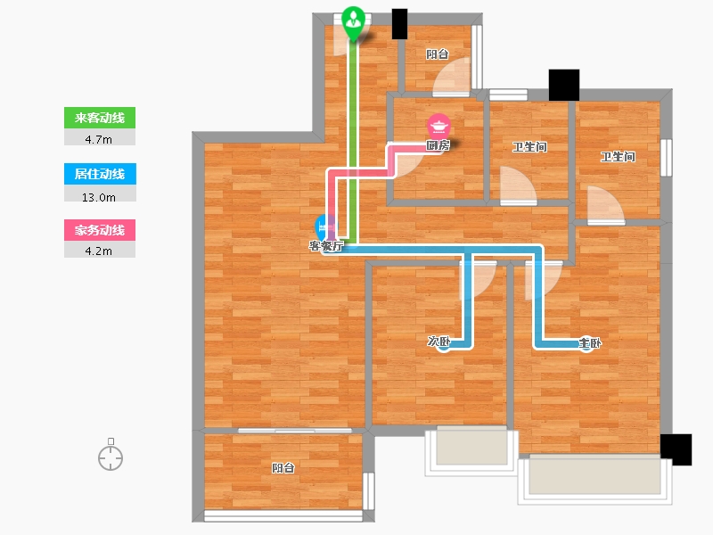 四川省-成都市-百郦锦城1号楼93m²-74.17-户型库-动静线