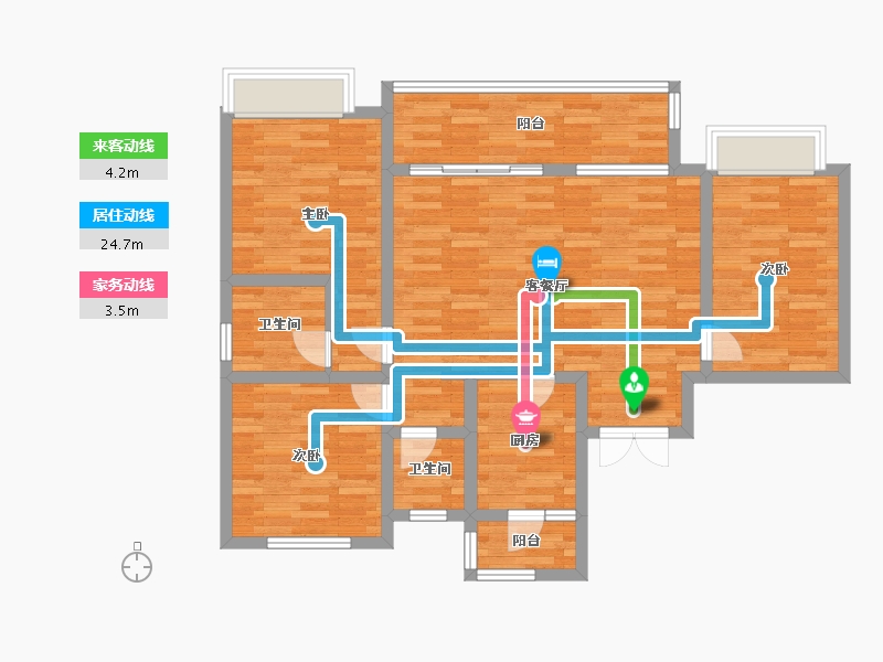 四川省-成都市-百郦锦城1号楼120m²-94.96-户型库-动静线