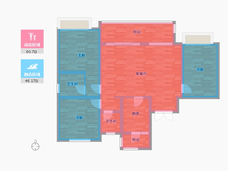 四川省-成都市-百郦锦城1号楼120m²-94.96-户型库-动静分区