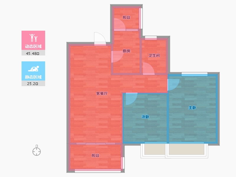 四川省-成都市-百郦锦城B2户型95m²-63.97-户型库-动静分区