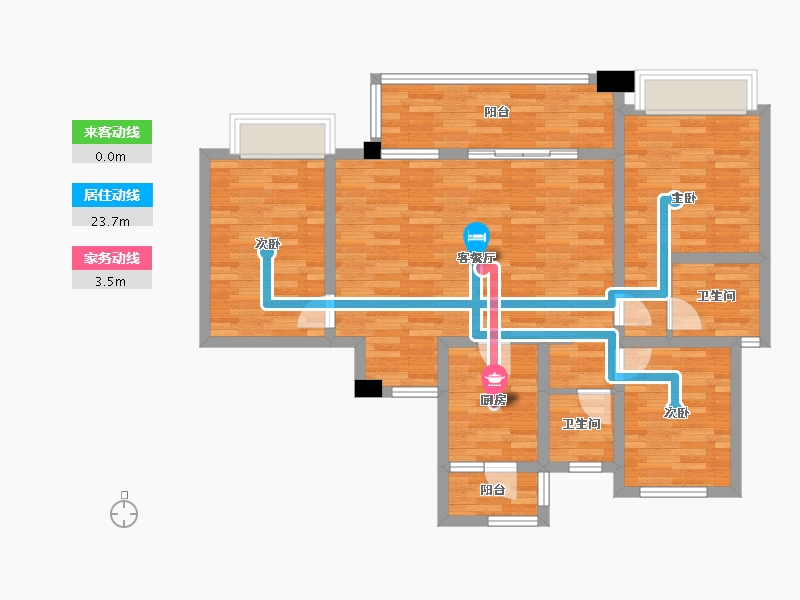 四川省-成都市-百郦锦城1号楼118m²-90.75-户型库-动静线