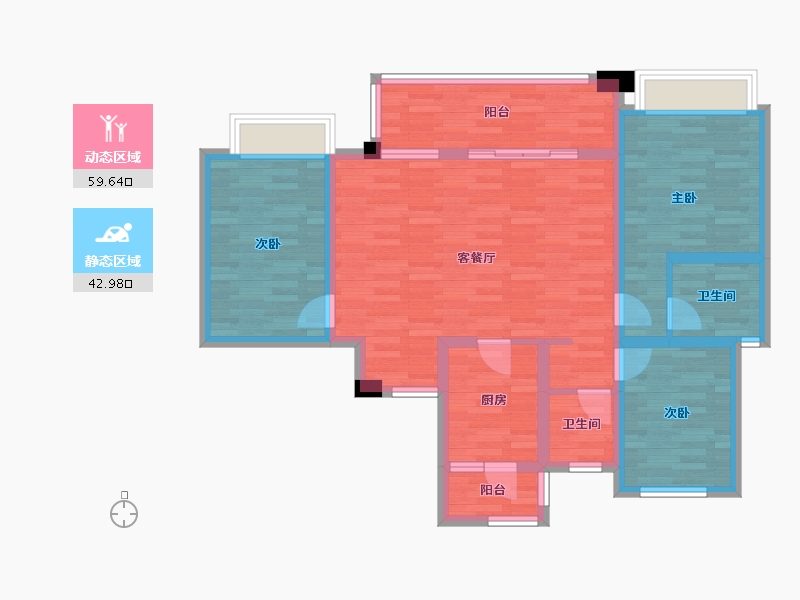 四川省-成都市-百郦锦城1号楼118m²-90.75-户型库-动静分区