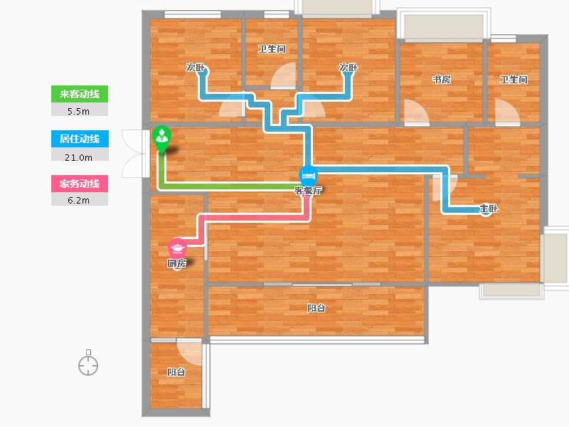 四川省-成都市-百郦锦城4号楼136m²-108.98-户型库-动静线