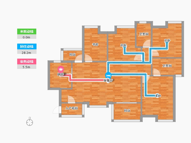 四川省-成都市-佳兆业悦府D1户型126m²-106.34-户型库-动静线