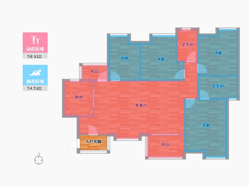 四川省-成都市-佳兆业悦府D1户型126m²-106.34-户型库-动静分区