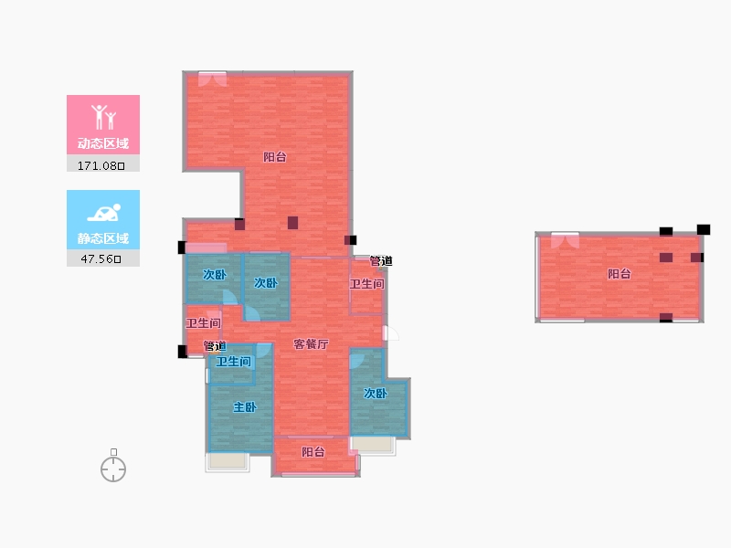 四川省-成都市-佳兆业悦府18号楼,19号楼,20号楼,21号楼133m²-202.22-户型库-动静分区