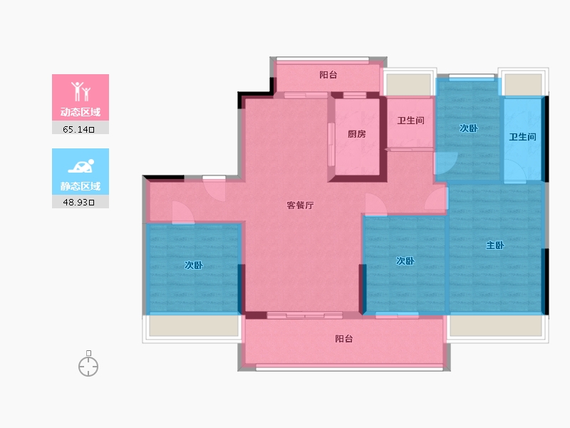 安徽省-淮北市-碧桂园天玺-102.26-户型库-动静分区