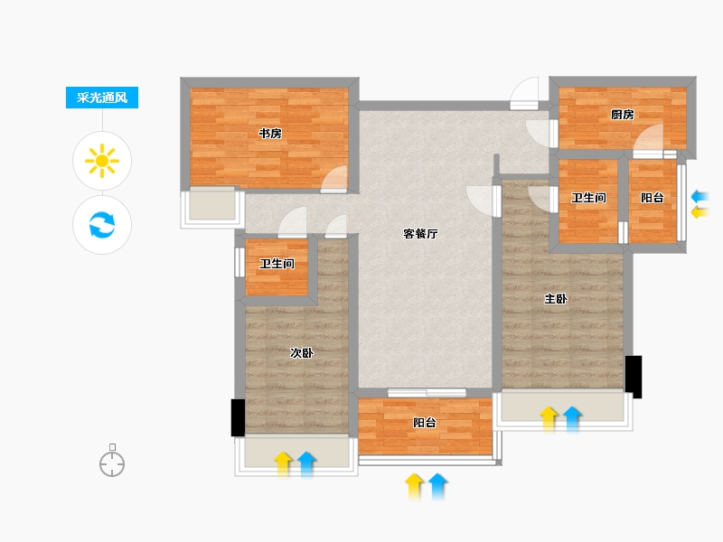 四川省-成都市-旭辉金科棠府10，11号楼建面108m2-82.39-户型库-采光通风