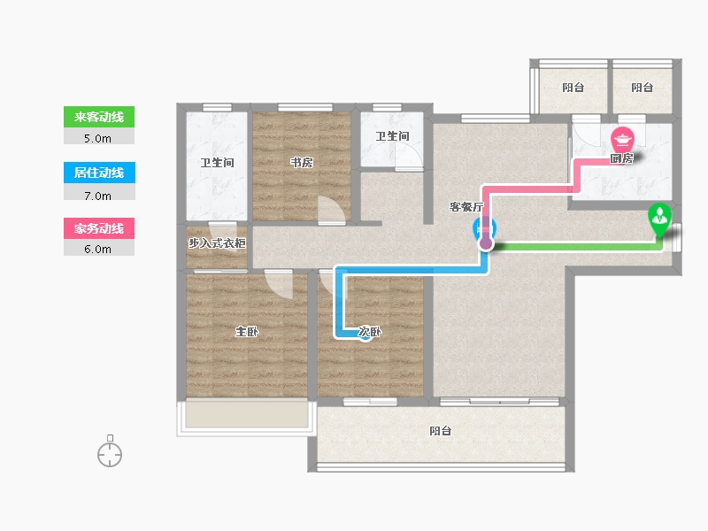 四川省-成都市-旭辉金科棠府9号楼建面132m2-104.31-户型库-动静线