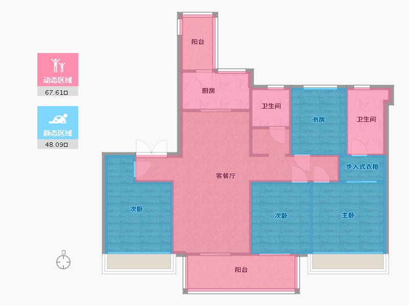 四川省-成都市-旭辉金科棠府7号楼,12号楼,13号楼建面138m2-105.30-户型库-动静分区