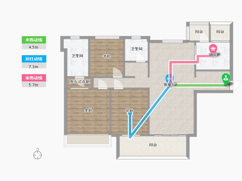 四川省-成都市-旭辉金科棠府10，11号楼建面128m2-103.73-户型库-动静线