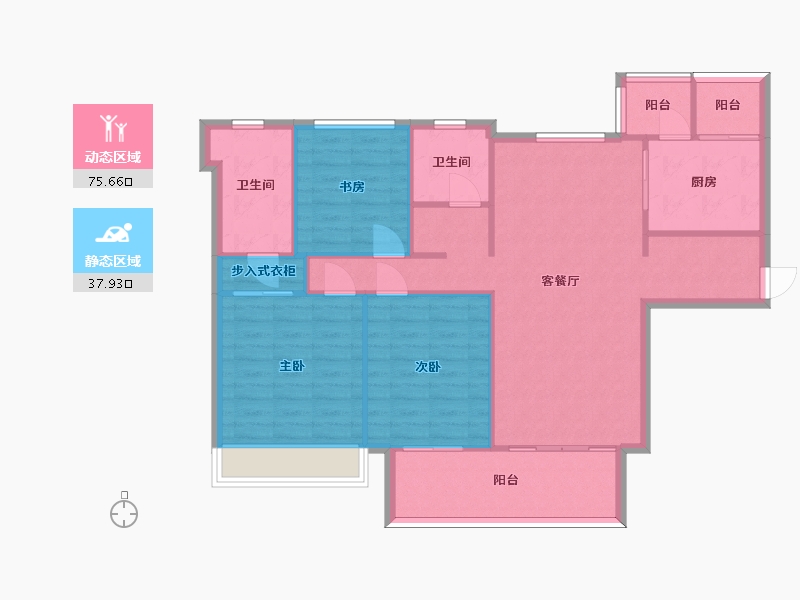 四川省-成都市-旭辉金科棠府10，11号楼建面128m2-103.73-户型库-动静分区