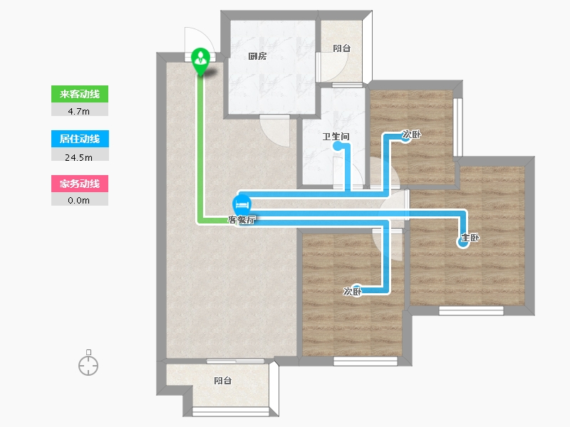 四川省-成都市-招商愉樾A3户型1,2号楼建面82m2-64.76-户型库-动静线