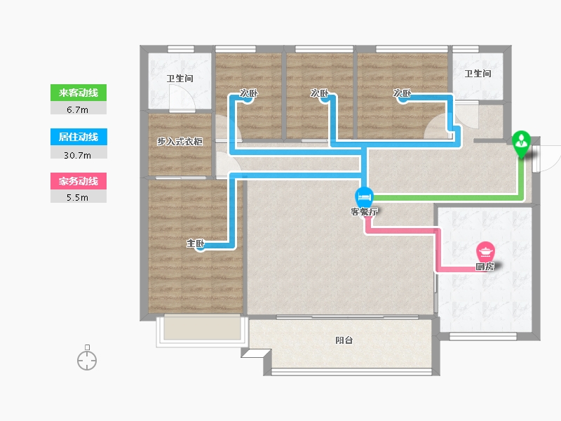 四川省-成都市-怡心湖岸9号楼8号楼4号楼10号楼（地块一）7号楼（地块一）11号楼（地块一）建面136m2-108.80-户型库-动静线