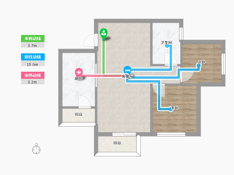 四川省-成都市-招商愉樾1,2号楼建面70m2-56.94-户型库-动静线