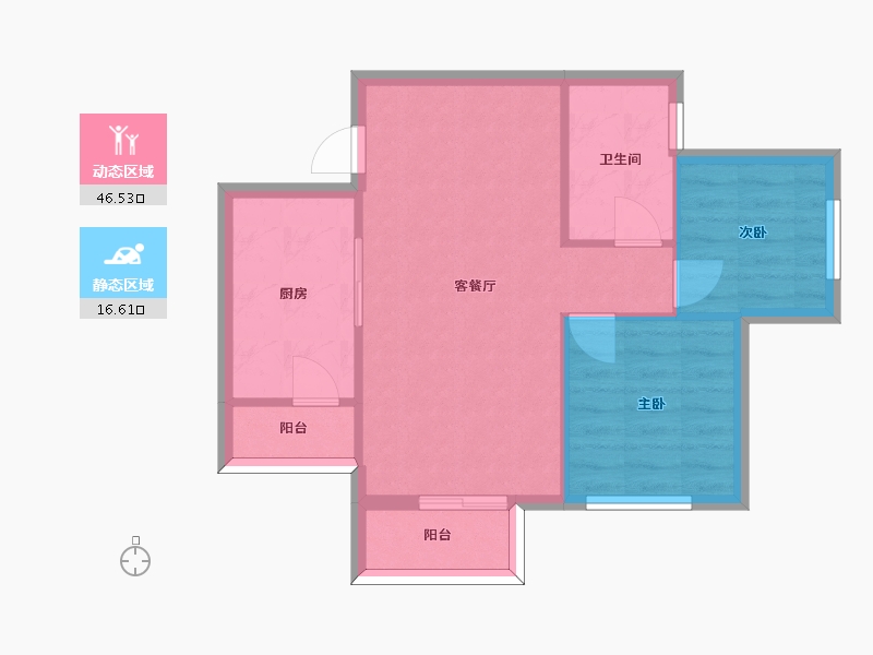 四川省-成都市-招商愉樾1,2号楼建面70m2-56.94-户型库-动静分区