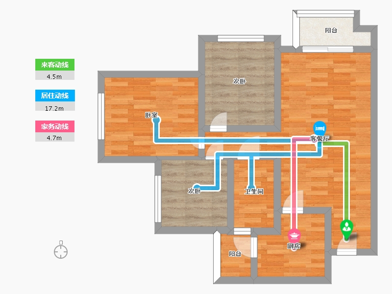 四川省-成都市-招商愉樾1,2号楼建面82m2-61.98-户型库-动静线