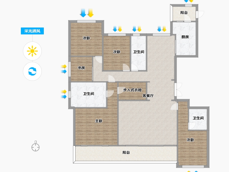 四川省-成都市-中国铁建西派国樾建面228m2-191.90-户型库-采光通风