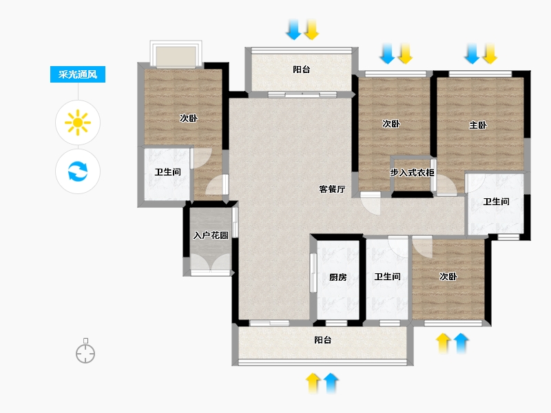 四川省-成都市-中国铁建西派国樾3号楼建面170m2-124.40-户型库-采光通风