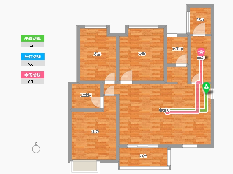 四川省-成都市-王府花园御锦苑3号楼建面116m2-92.75-户型库-动静线