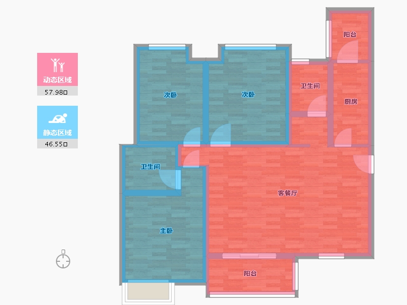 四川省-成都市-王府花园御锦苑3号楼建面116m2-92.75-户型库-动静分区