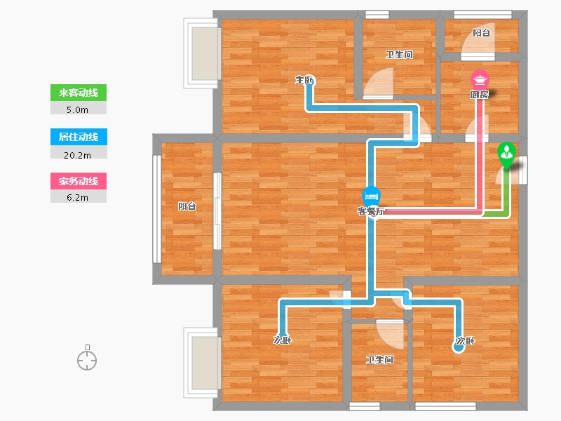 四川省-成都市-王府花园御锦苑3号楼建面117m2-91.76-户型库-动静线