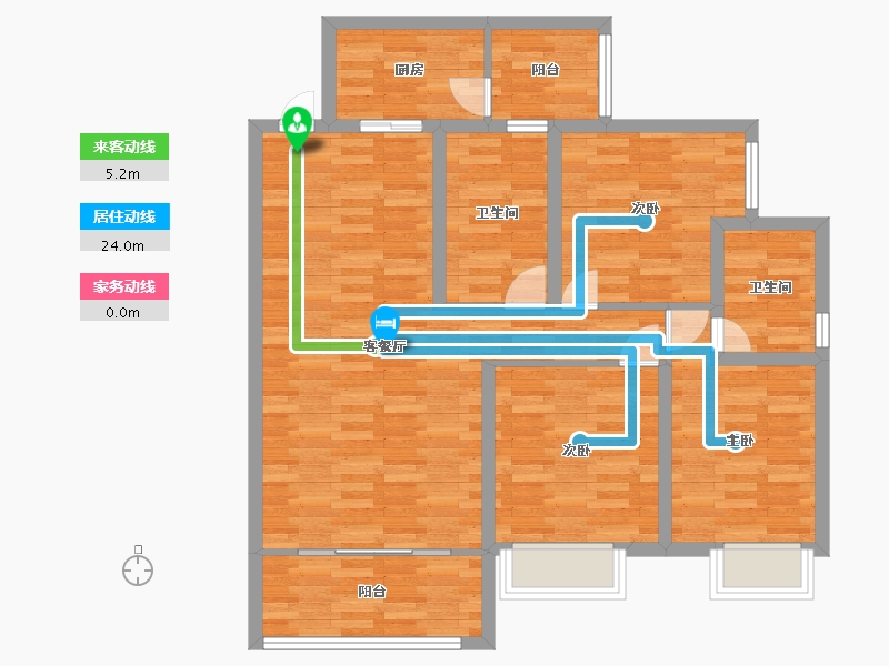 四川省-成都市-王府花园御锦苑F4户型3号楼建面116m2-92.91-户型库-动静线