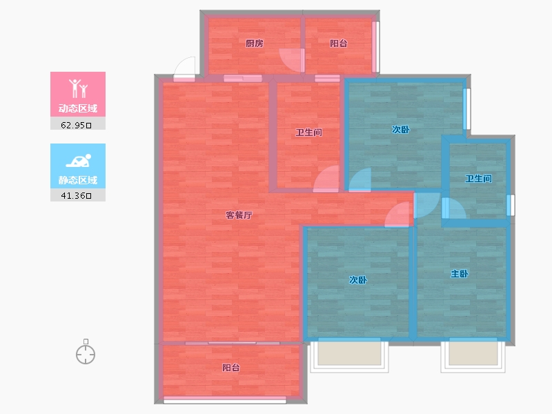 四川省-成都市-王府花园御锦苑F4户型3号楼建面116m2-92.91-户型库-动静分区