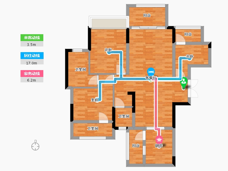 四川省-成都市-香楠国际1号楼建面116m2-92.87-户型库-动静线