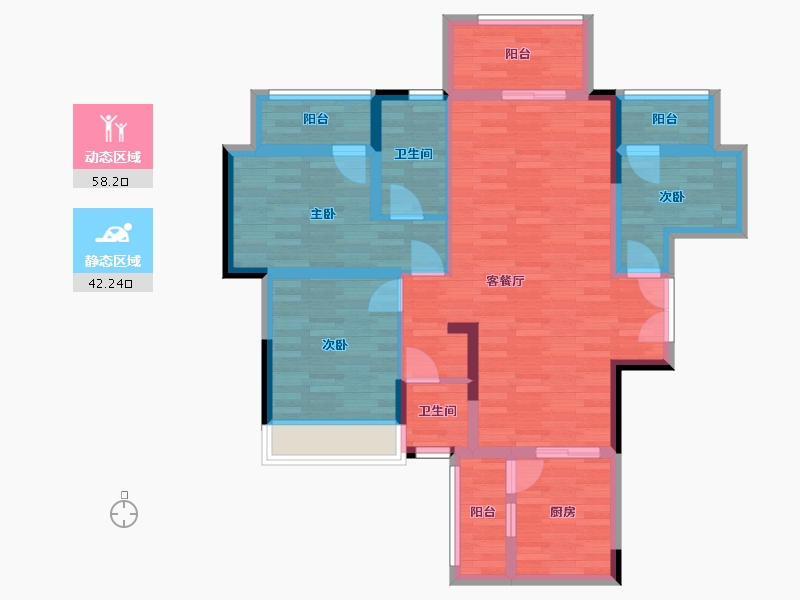 四川省-成都市-香楠国际3号楼建面113m2-88.30-户型库-动静分区