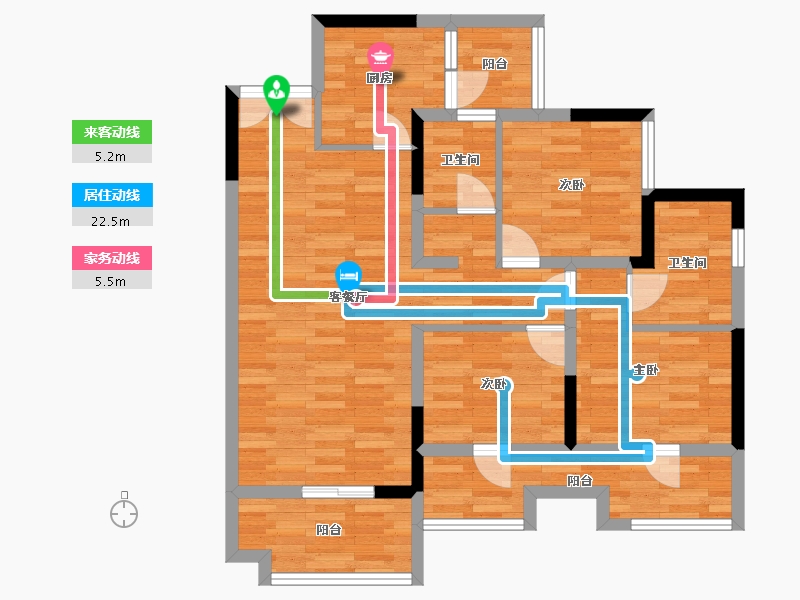 四川省-成都市-香楠国际3号楼建面109m2-86.78-户型库-动静线