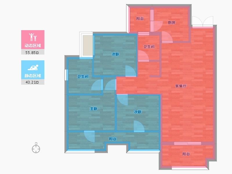 四川省-成都市-香楠国际4号楼建面106m2-88.77-户型库-动静分区