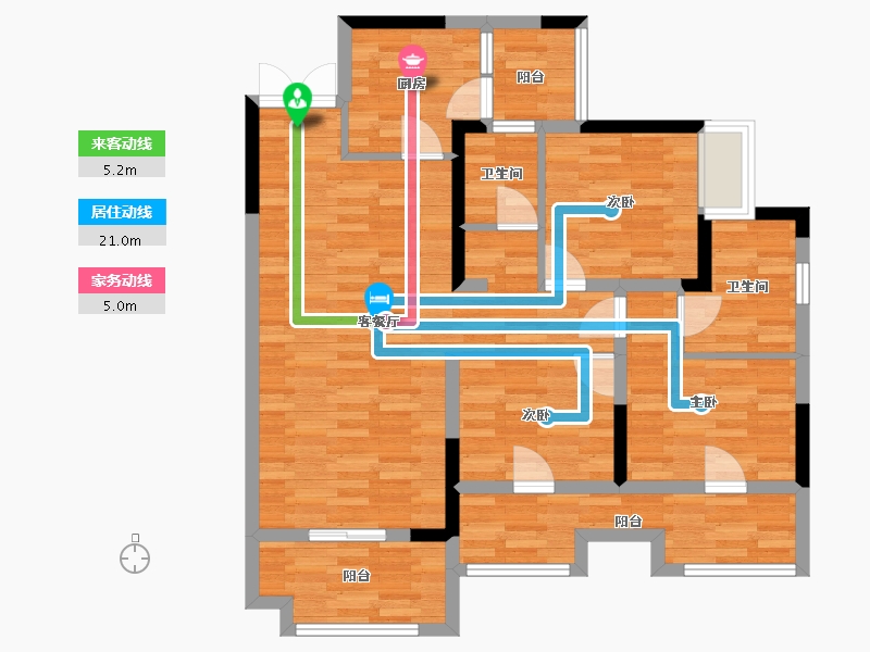 四川省-成都市-香楠国际7号楼建面107m2-88.94-户型库-动静线