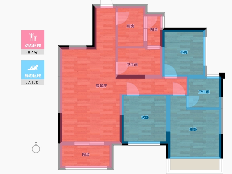 四川省-成都市-橡树华庭建面100m2-72.07-户型库-动静分区