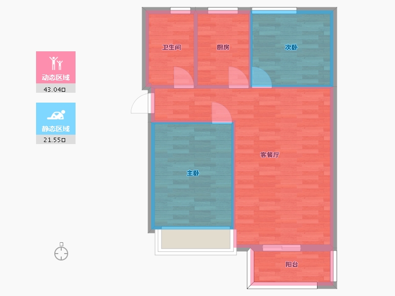 四川省-成都市-橡树华庭建面73m2-58.40-户型库-动静分区