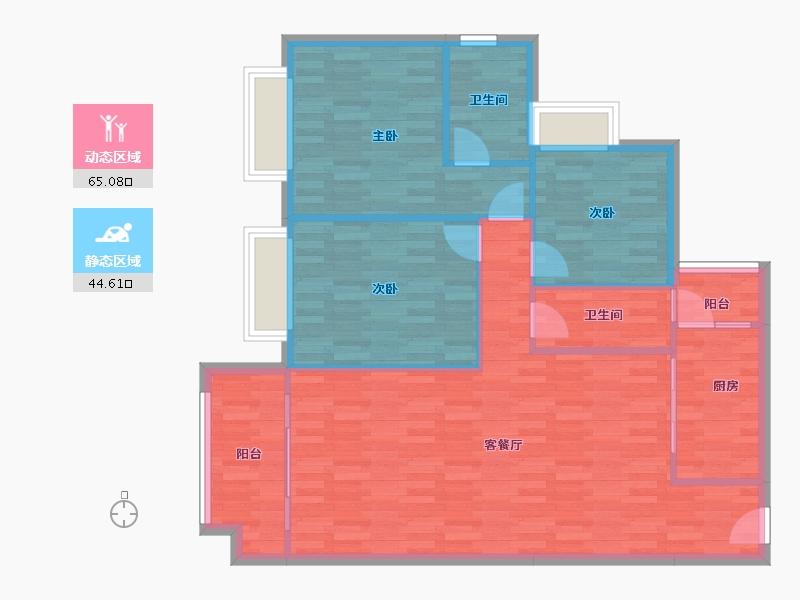 四川省-成都市-协信天骄城14号楼124m²-100.68-户型库-动静分区