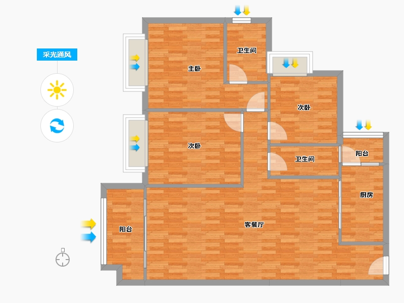 四川省-成都市-协信天骄城14号楼124m²-100.68-户型库-采光通风