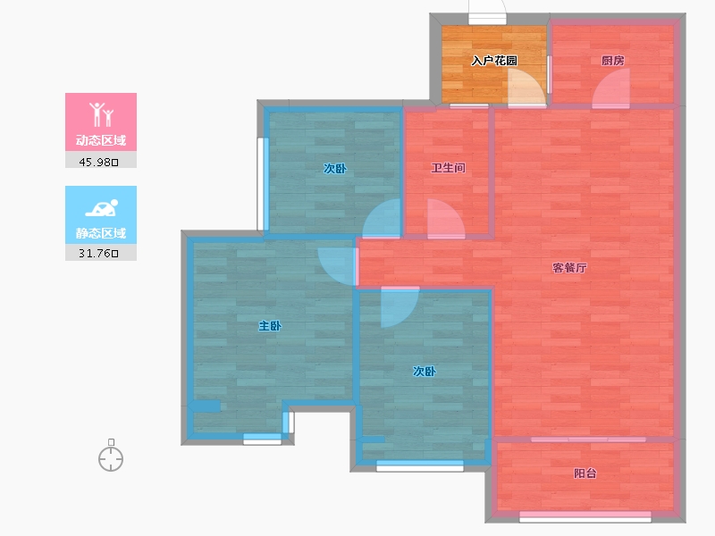 四川省-成都市-协信天骄城3号楼88m²-74.24-户型库-动静分区