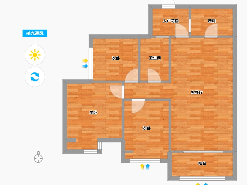 四川省-成都市-协信天骄城3号楼88m²-74.24-户型库-采光通风