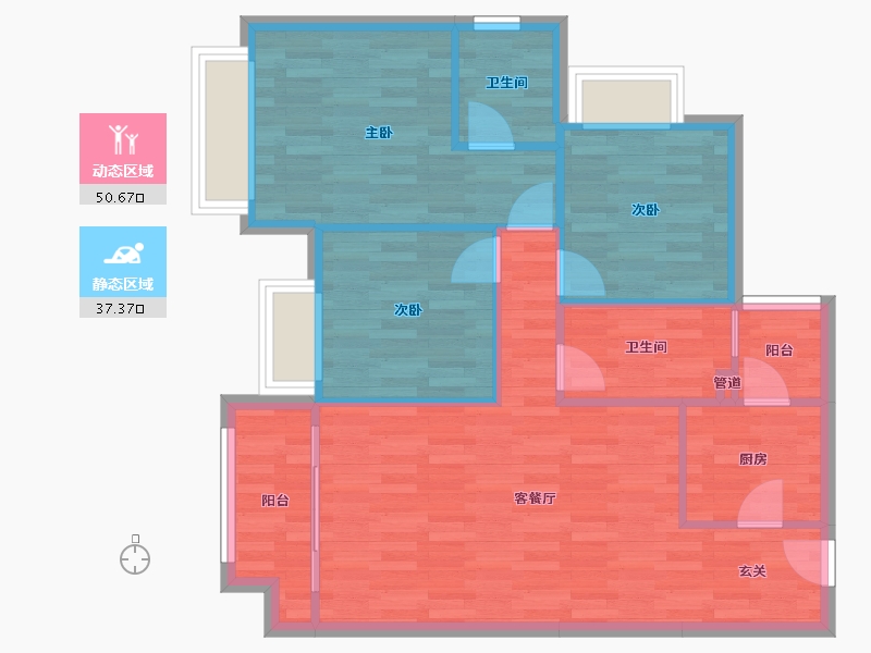 四川省-成都市-协信天骄城18号楼106m²-79.78-户型库-动静分区