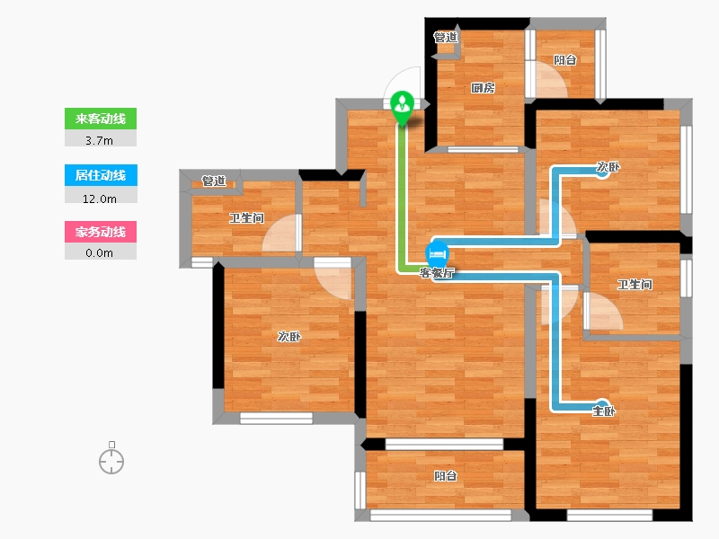 四川省-成都市-花样年江山20号楼,21号楼,23号楼,18号楼,19号楼96m²-73.17-户型库-动静线