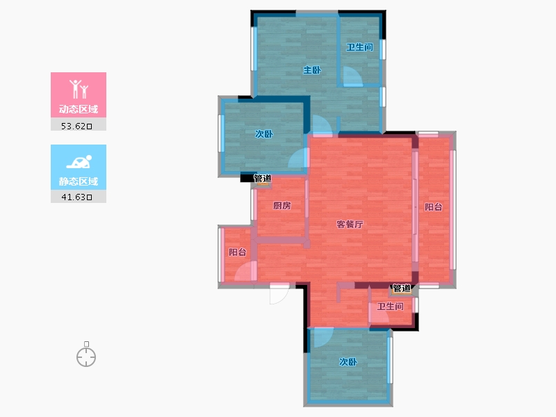 四川省-成都市-花样年江山20号楼,21号楼,23号楼,18号楼,19号楼109m²-84.90-户型库-动静分区