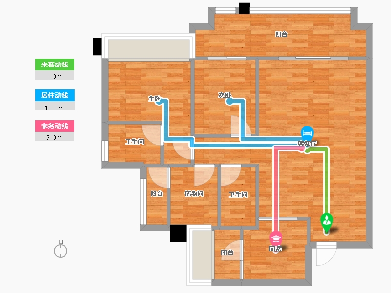 四川省-成都市-实地海棠名著20号楼98m²-78.40-户型库-动静线