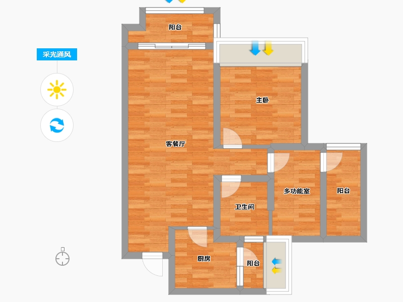 四川省-成都市-实地海棠名著20号楼76m²-60.01-户型库-采光通风