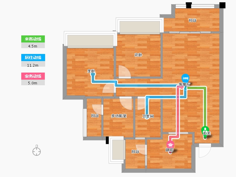 四川省-成都市-实地海棠名著19栋91m²-72.79-户型库-动静线