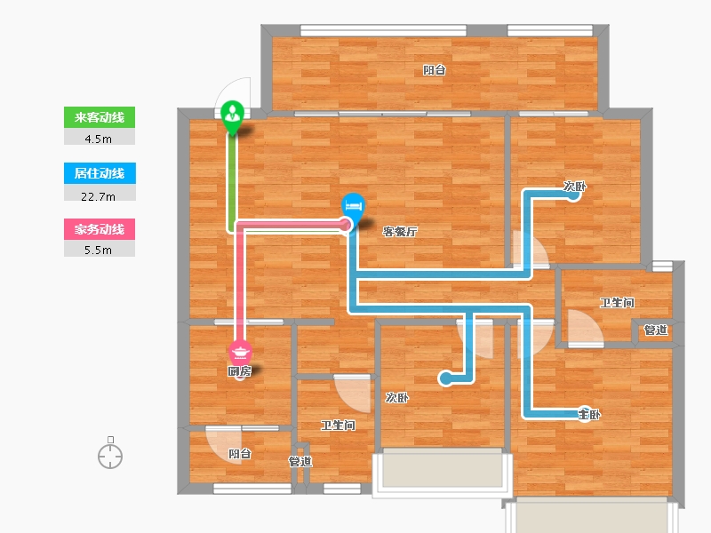 四川省-成都市-实地海棠名著11号楼113m²-88.21-户型库-动静线