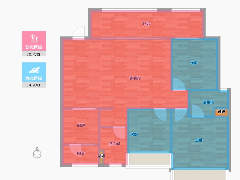 四川省-成都市-实地海棠名著11号楼113m²-88.21-户型库-动静分区